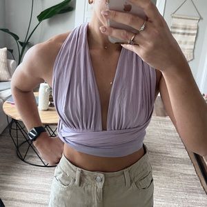 Like NEW Purple Free People Strappy Crop Top Size Small
